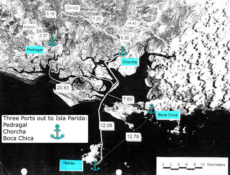 Large area map showing the Panama mainland
